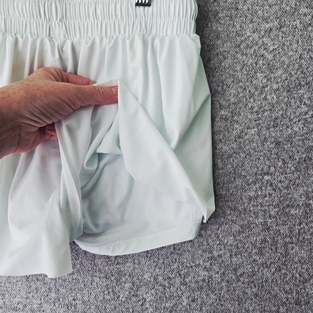 LUOGONGZI White Flowy Athletic Shorts High Waisted Double‎ Layer Workout Skort M